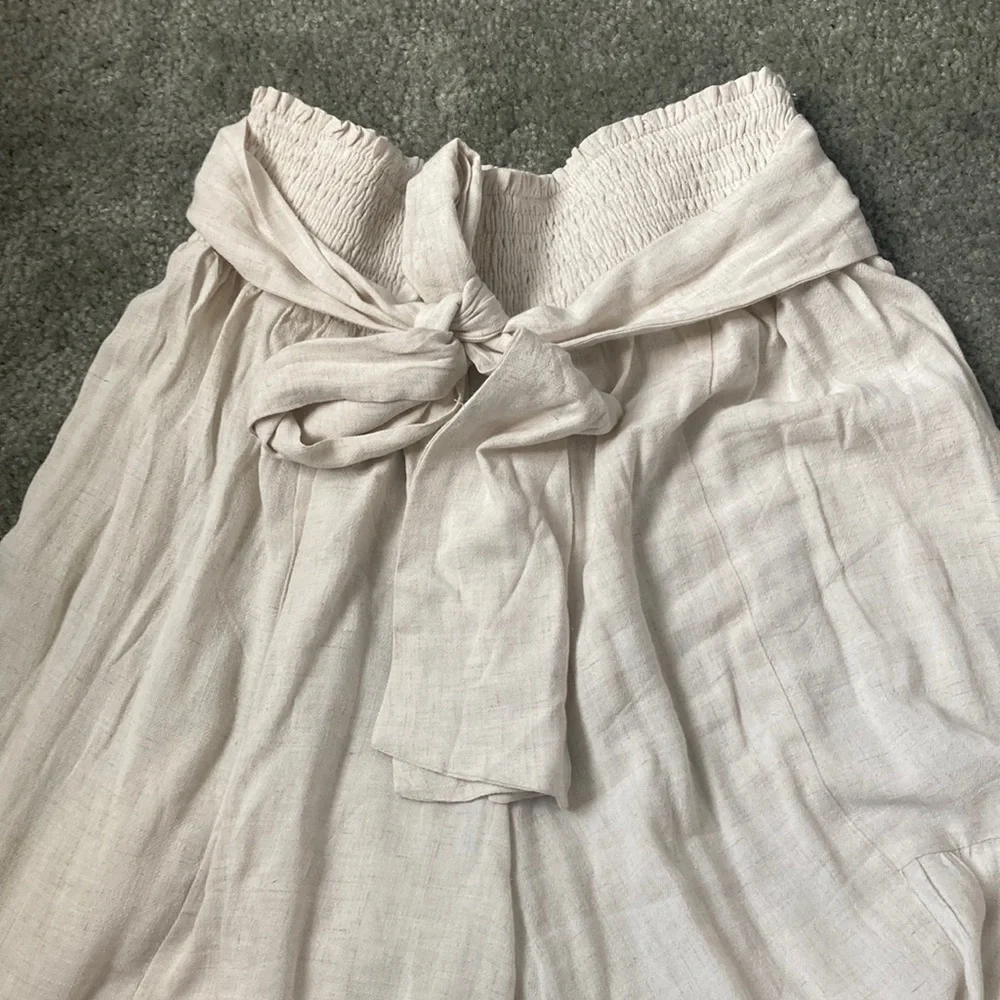Chantay Linen Blend Tie Palazzo Pants - Picture 2 of 8